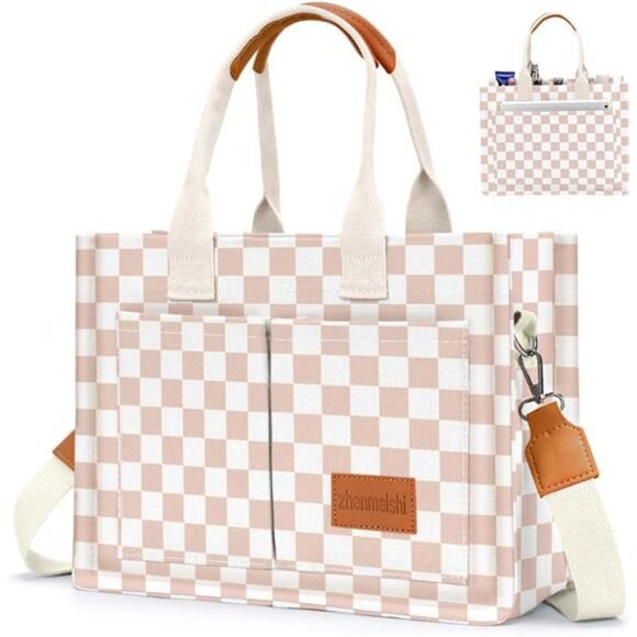 Canvas Tote Bag for Women Grid - Picture 1 of 6